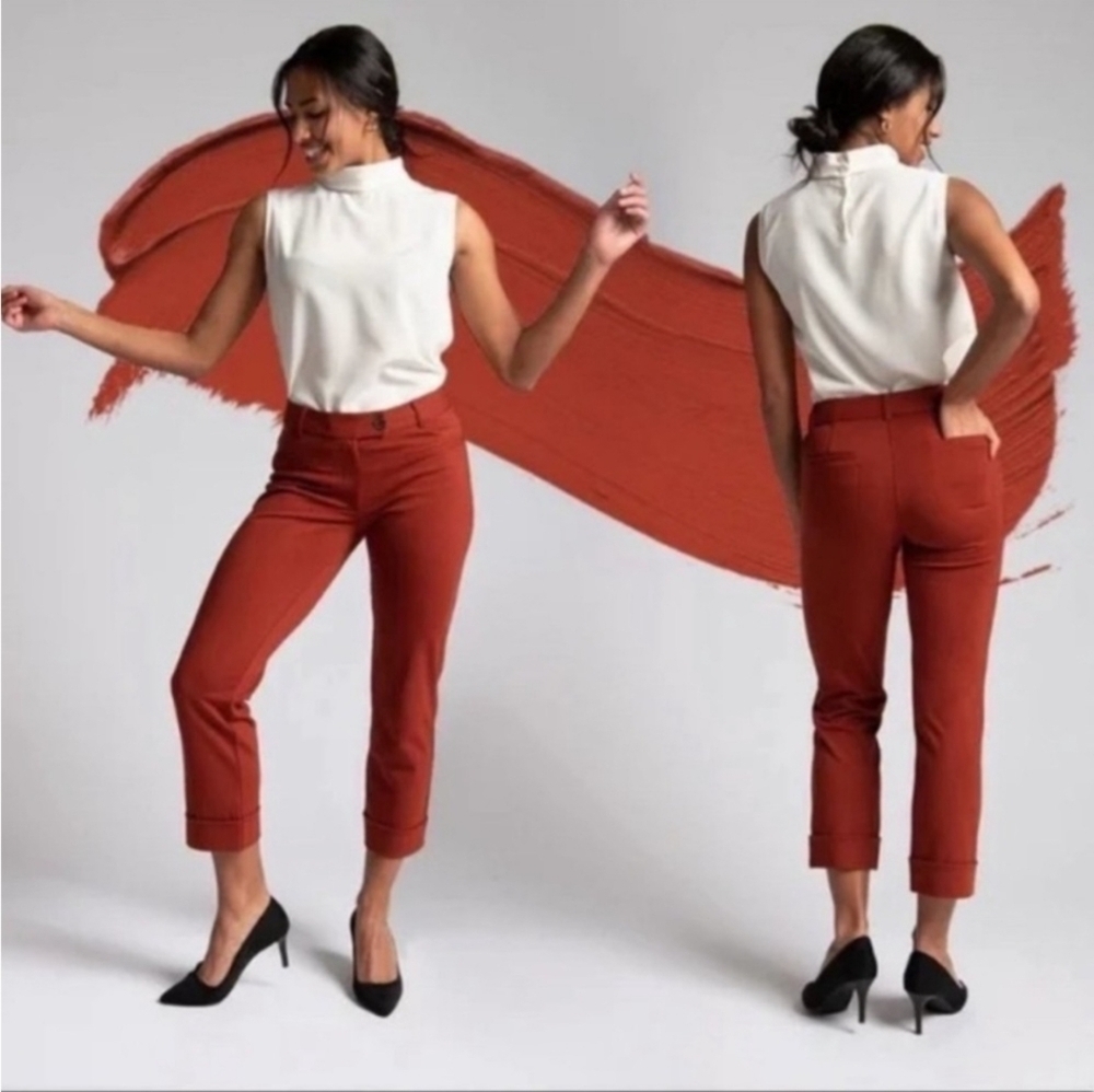 BetaBrand Jade 2.0 Amber Rust Orange Cuffed Cropped Dress Yoga Pants
